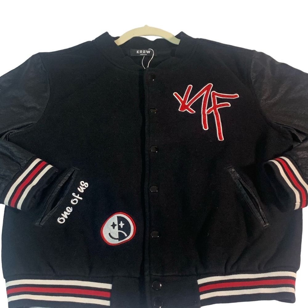 KREW KF Varsity Rib Knit One of Us Jacket Size Medium